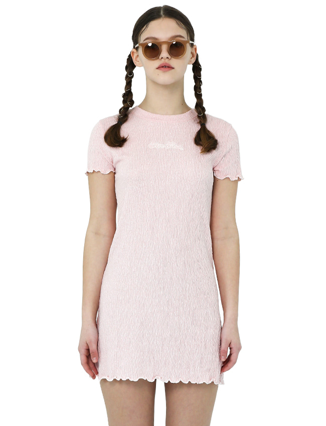 Crease Mini Dress [White/Pink/Flower]